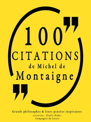 cover image of 100 citations de Michel de Montaigne